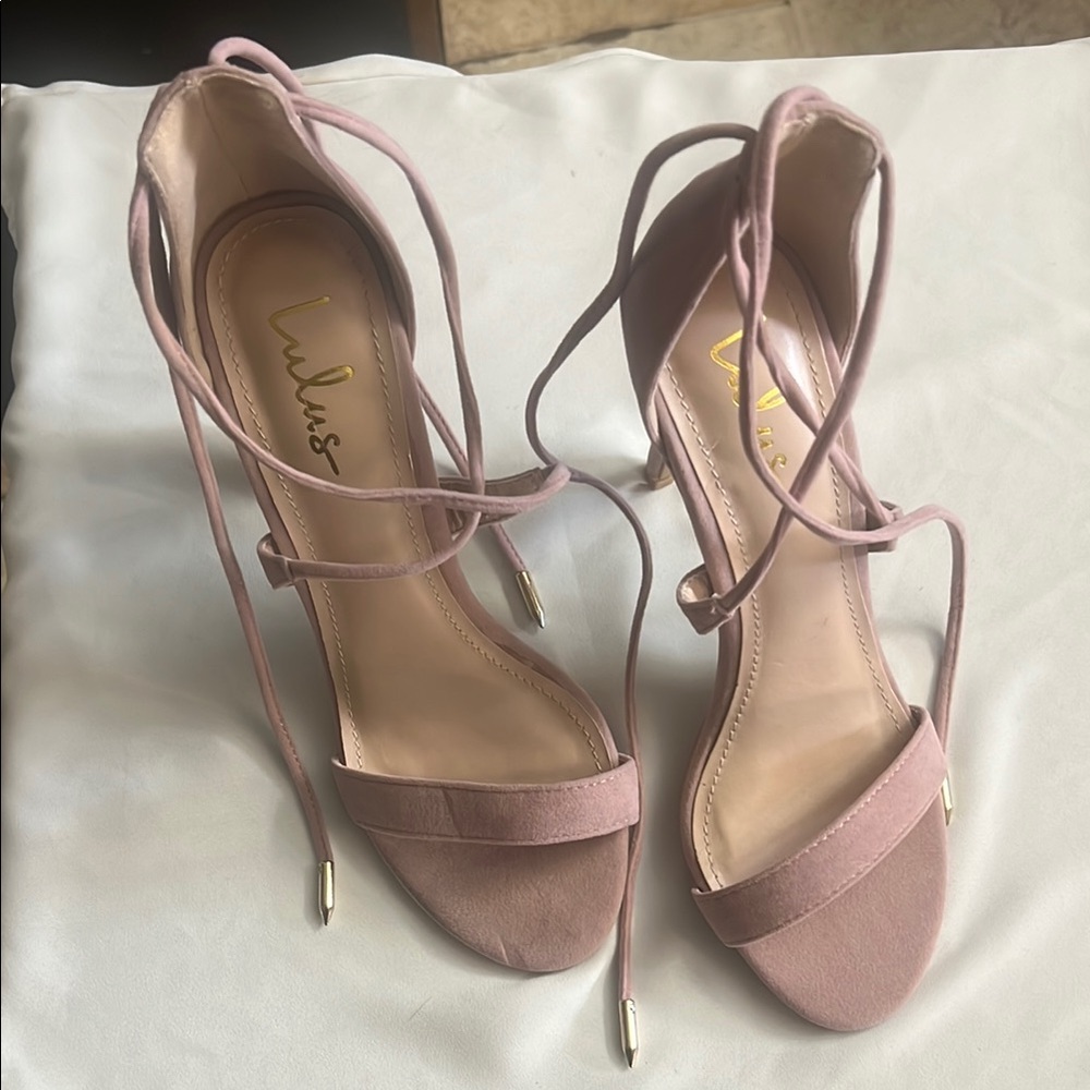 Lulu's Pink Stiletto Heels with Strappy Design